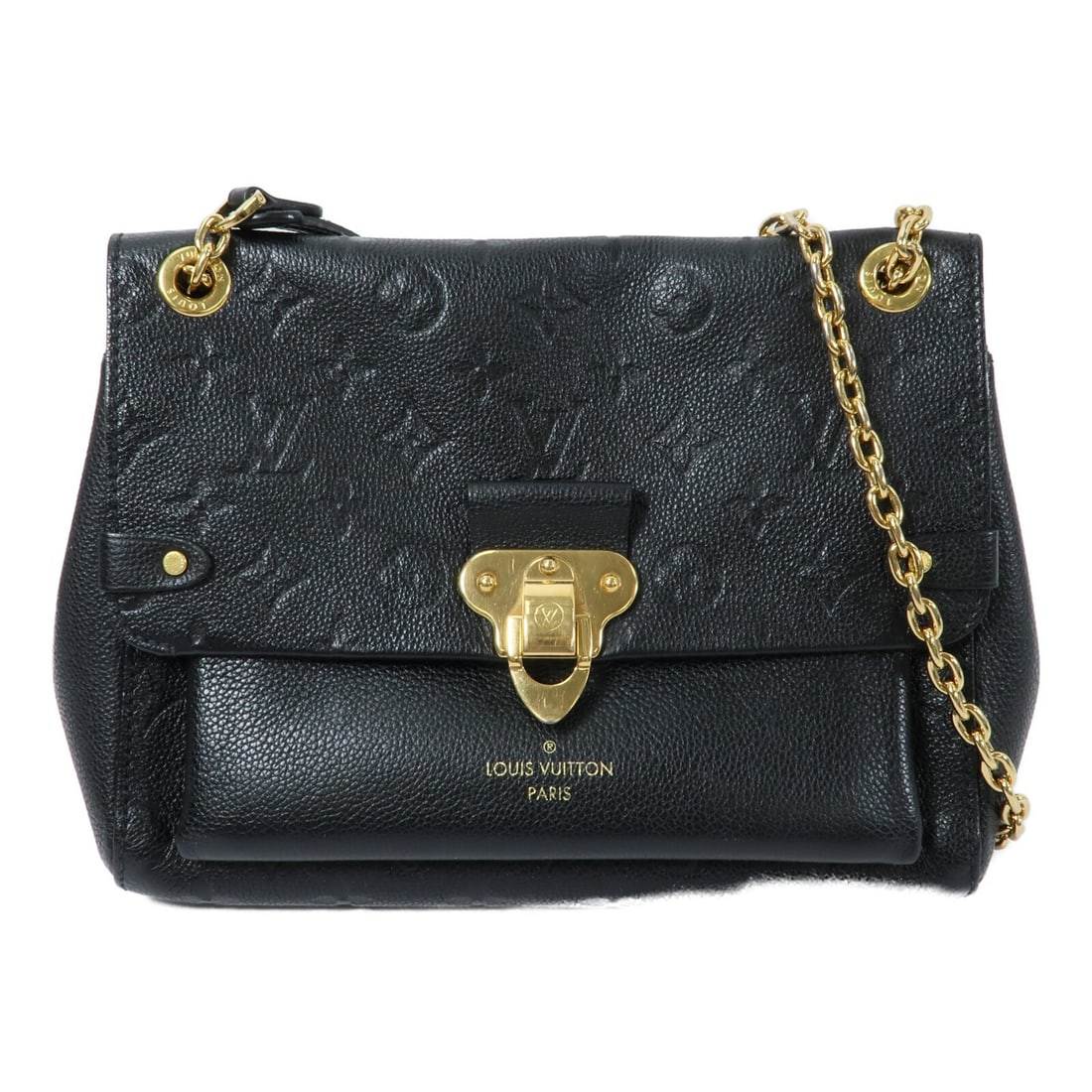 Louis Vuitton Vavin PM Black Monogram Empreinte Calfskin Shoulder Bag GHW: Louis Vuitton Vavin PM Black Monogram Empreinte Calfskin Shoulder Bag GHW This Louis Vuitton Vavin PM shoulder bag is crafted from black calfskin leather and features the signature Monogram Empreinte 