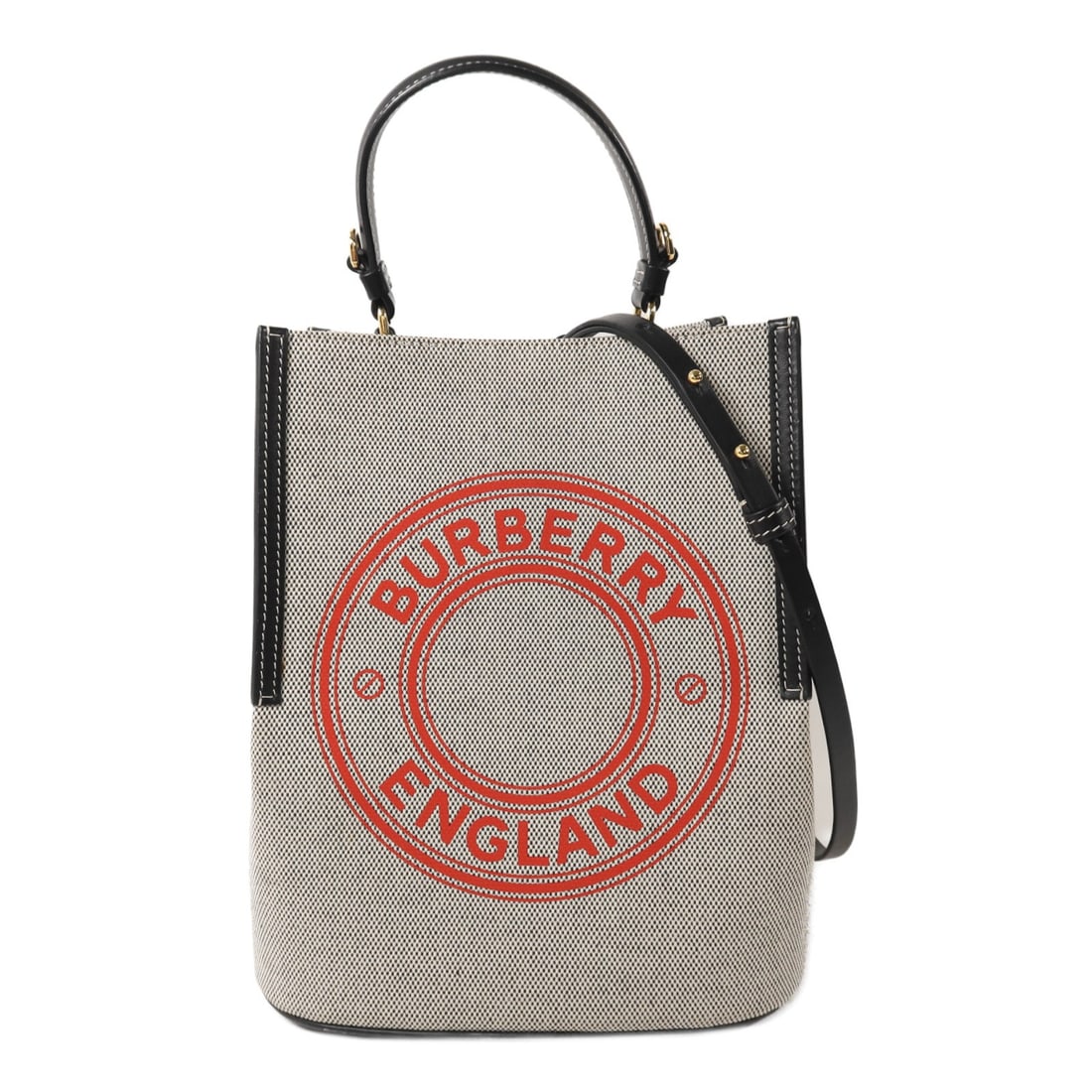 Burberry Peggy black canvas bucket shoulder bag GHW: Burberry Peggy black canvas bucket shoulder bag GHW This Burberry Small Peggy bucket bag features a versatile 2-way shoulder design crafted from black canvas. The bag is designed for women and offers 