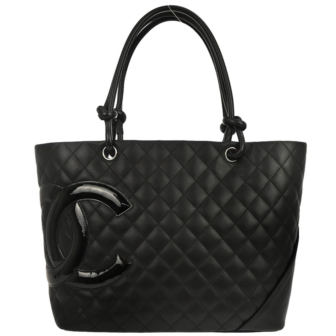 Cambon Ligne Tote in Black Quilted Calfskin with Pink Canvas Lining: Cambon Ligne Tote in Black Quilted Calfskin with Pink Canvas Lining This Chanel Cambon Ligne tote handbag is crafted from black calfskin leather with a quilted Matelasse pattern and features double bl