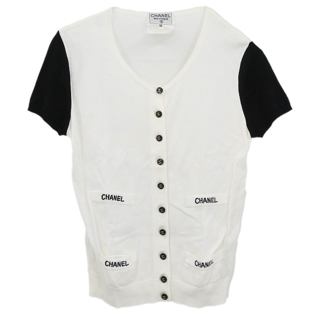 Chanel Vintage White Short Sleeve Cardigan Size 36 (1 of 10)