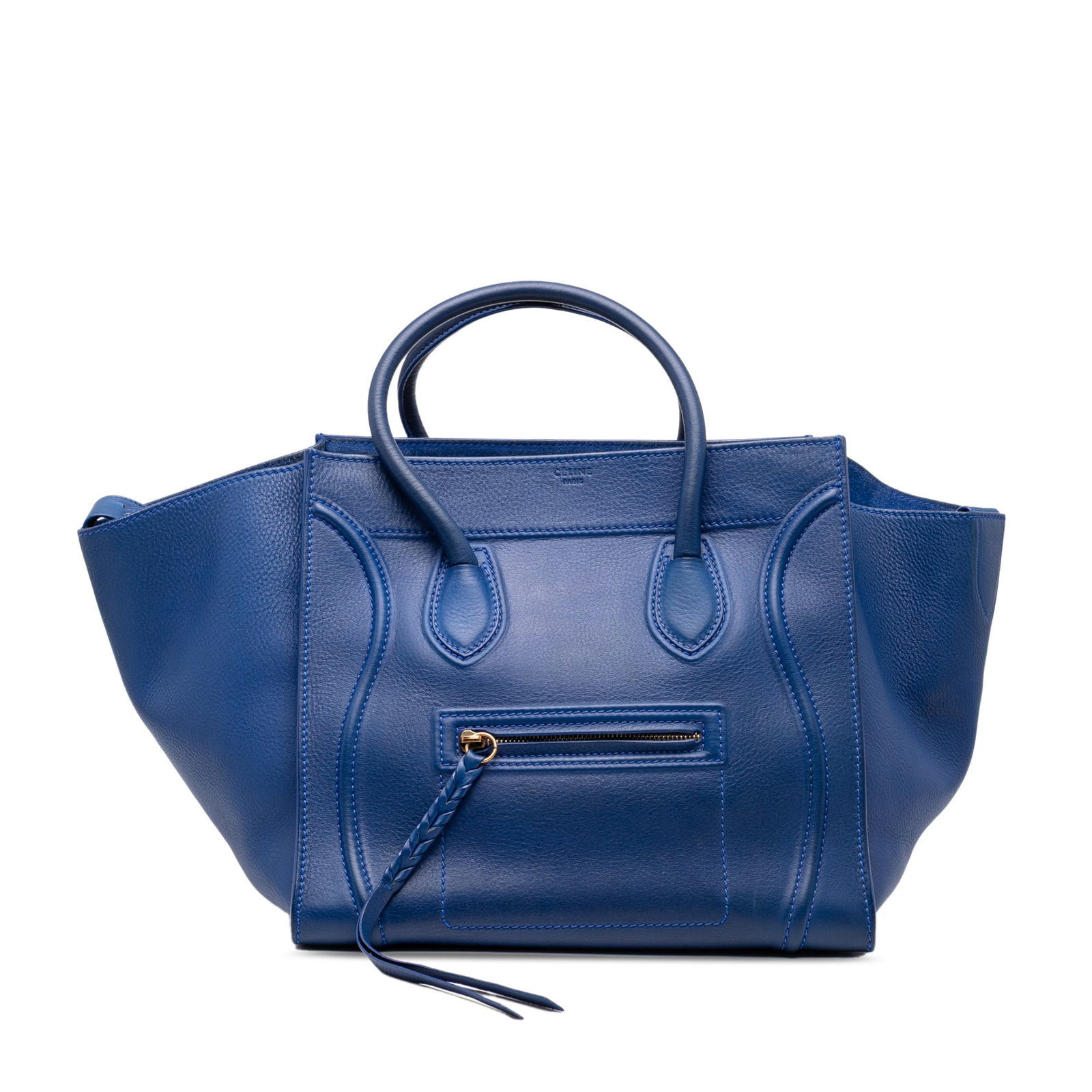 Celine Medium Phantom Luggage Tote Blue Leather Bag: Celine Medium Phantom Luggage Tote Blue Leather Bag Introducing the Celine Medium Grained Calfskin Phantom Luggage Tote, a sophisticated accessory that combines functionality with high-end fashion. Th
