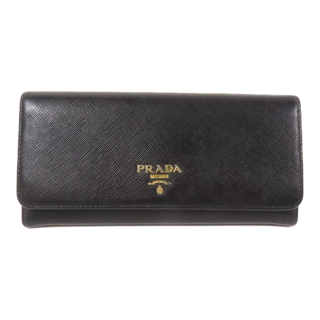 PRADA Long Bifold Wallet 1MH132 Black Calfskin Leather (1 of 17)