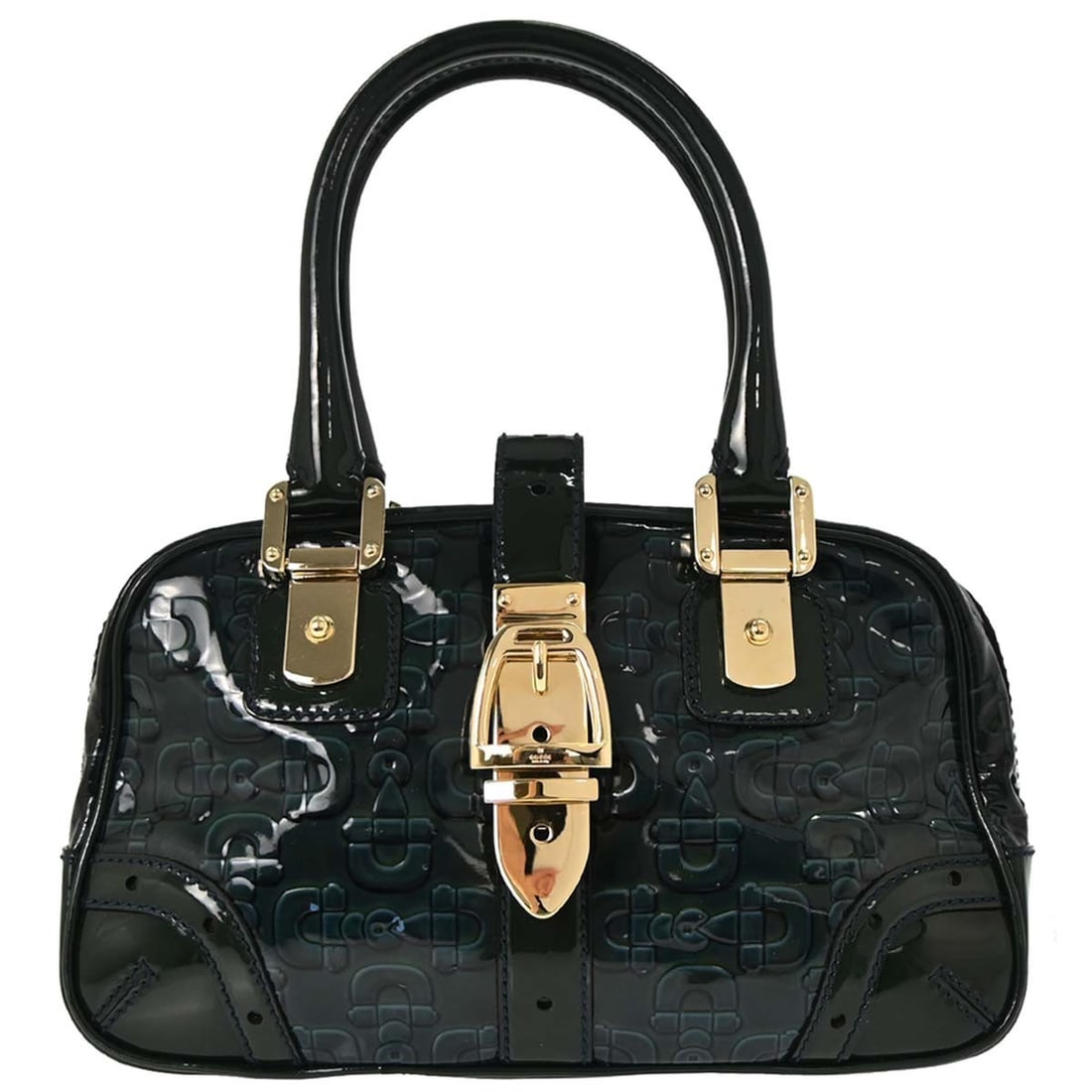 Gucci Small Green Horsebit PVC and Leather Handbag Model 145772 200047: Gucci Small Green Horsebit PVC and Leather Handbag Model 145772 200047 This Gucci green handbag features a distinctive horsebit pattern and is crafted from leather. Designed for women, this vintage pi
