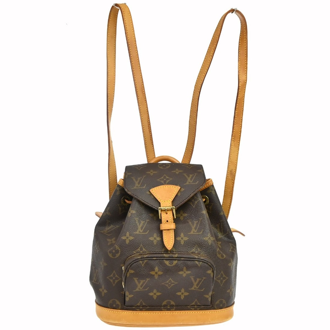 Louis Vuitton Mini Montsouris Monogram Canvas Brown Small Backpack M51137: Louis Vuitton Mini Montsouris Monogram Canvas Brown Small Backpack M51137 This Louis Vuitton Mini Montsouris backpack features the iconic monogram canvas with leather trim and a classic flap buckle dr