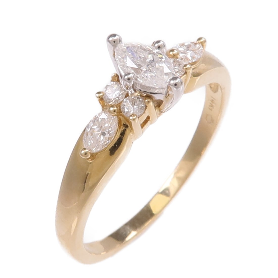 Diamond Ring in 14K Yellow and White Gold Size 6.75: Diamond Ring in 14K Yellow and White Gold Size 6.75 This elegant ring features sparkling diamonds set in a combination of 14K yellow gold and white gold. Designed in a classic style, it is sized at US