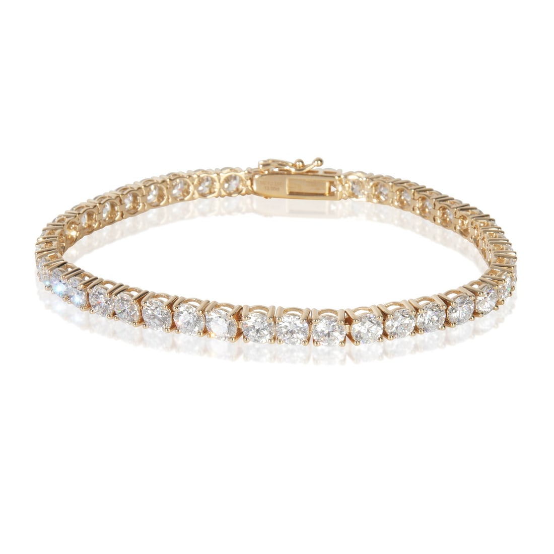 14k Yellow Gold 13 ctw Lab-Grown Diamond Bracelet: 14k Yellow Gold 13 ctw Lab-Grown Diamond Bracelet This exquisite bracelet features a stunning 13 carats of round brilliant lab-grown diamonds, expertly set in luxurious 14k yellow gold. Designed for w