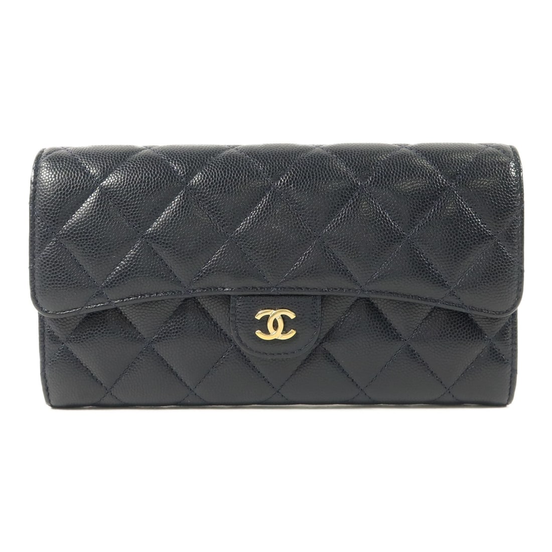 CHANEL Classic Flap Long Wallet Navy Calfskin GHW: CHANEL Classic Flap Long Wallet Navy Calfskin GHW This CHANEL Classic Flap Long Wallet features a bifold design crafted from navy calfskin leather. Designed for women, it offers both elegance and prac