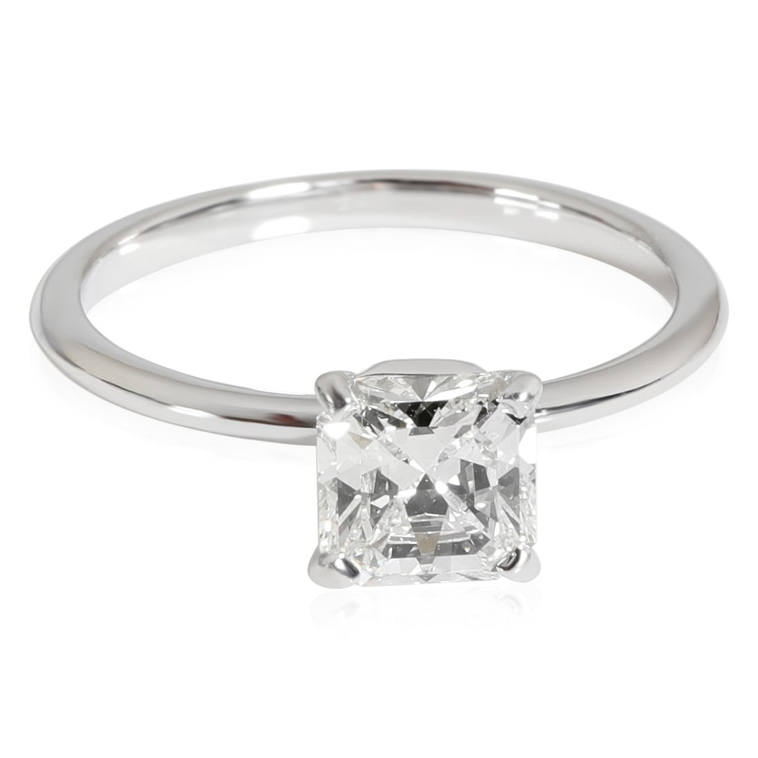 True Collection Platinum Engagement Ring with 1.01ct Square Mixed Diamond: True Collection Platinum Engagement Ring with 1.01ct Square Mixed Diamond This Tiffany & Co. True engagement ring features a 1.01 carat cut cornered square mixed cut diamond set in platinum. The cente
