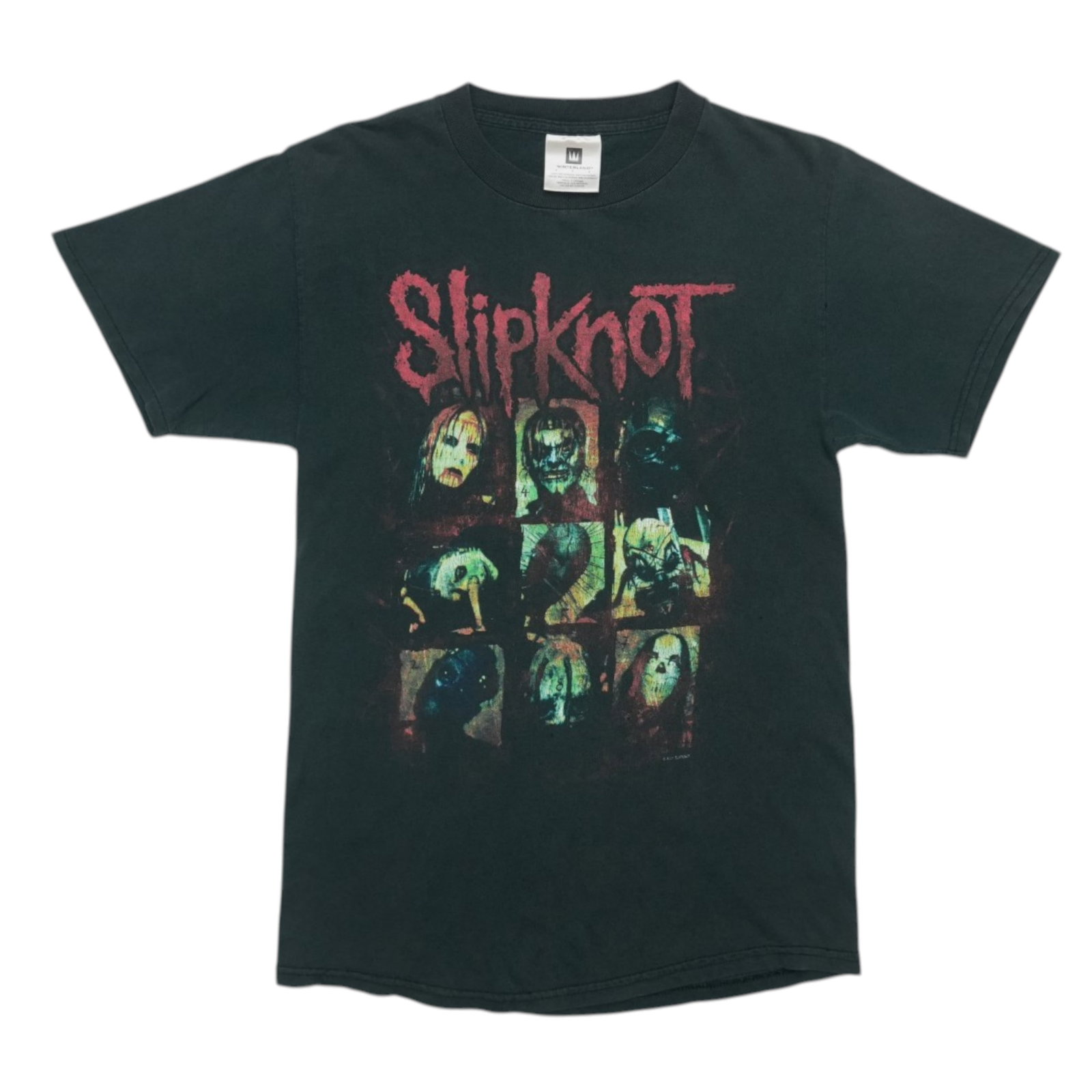Vintage 2001 Slipknot Band Tee Black Cotton Large Distressed Graphics: Vintage 2001 Slipknot Band Tee Black Cotton Large Distressed Graphics This is an original vintage 2001 Slipknot shirt featuring both front and back graphics. It is a true vintage piece, not a modern r