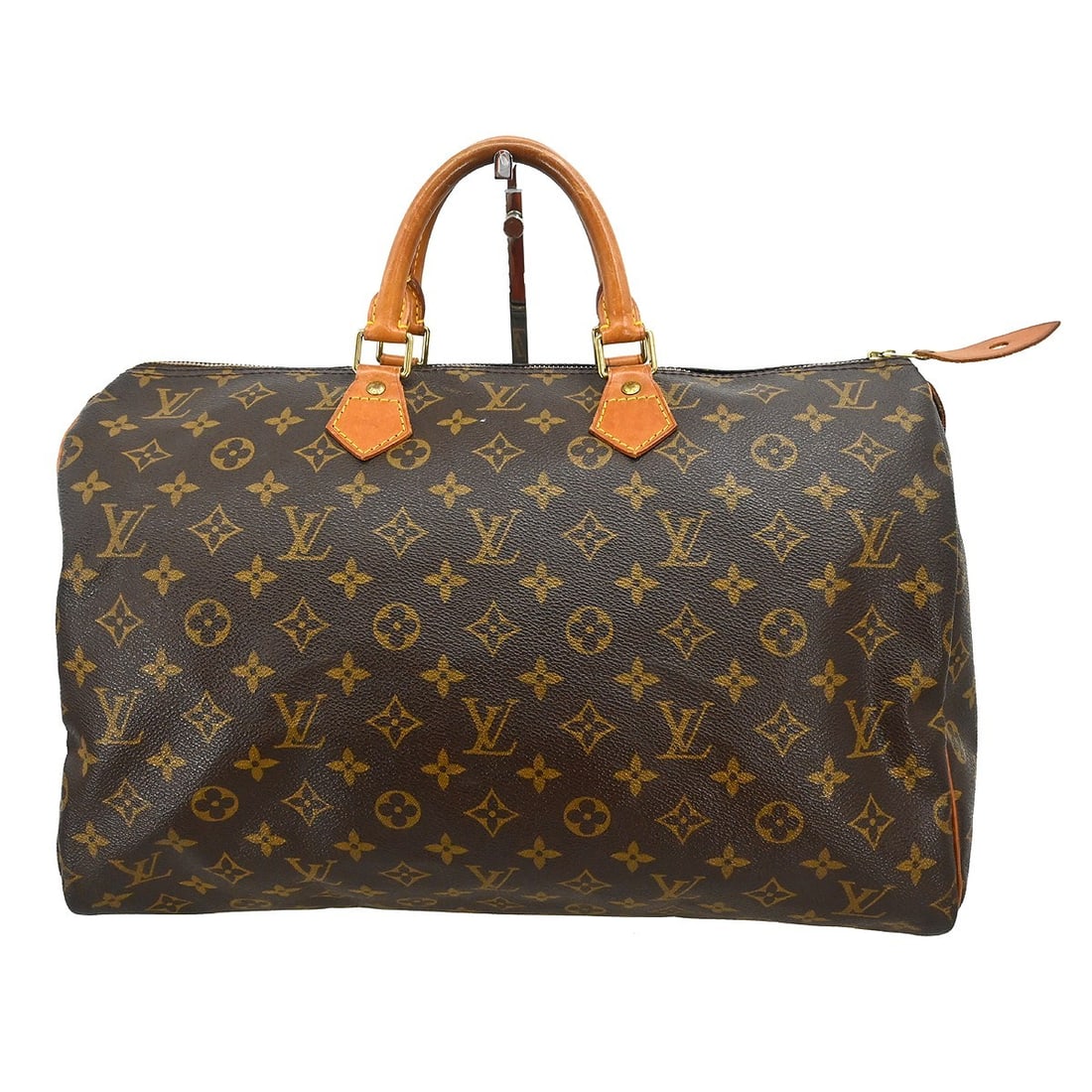 Louis Vuitton Speedy Brown Monogram Canvas 35cm Handbag: Louis Vuitton Speedy Brown Monogram Canvas 35cm Handbag This Louis Vuitton Speedy handbag features the iconic Monogram canvas in brown, designed for women. The bag shows signs of use, including scuffs