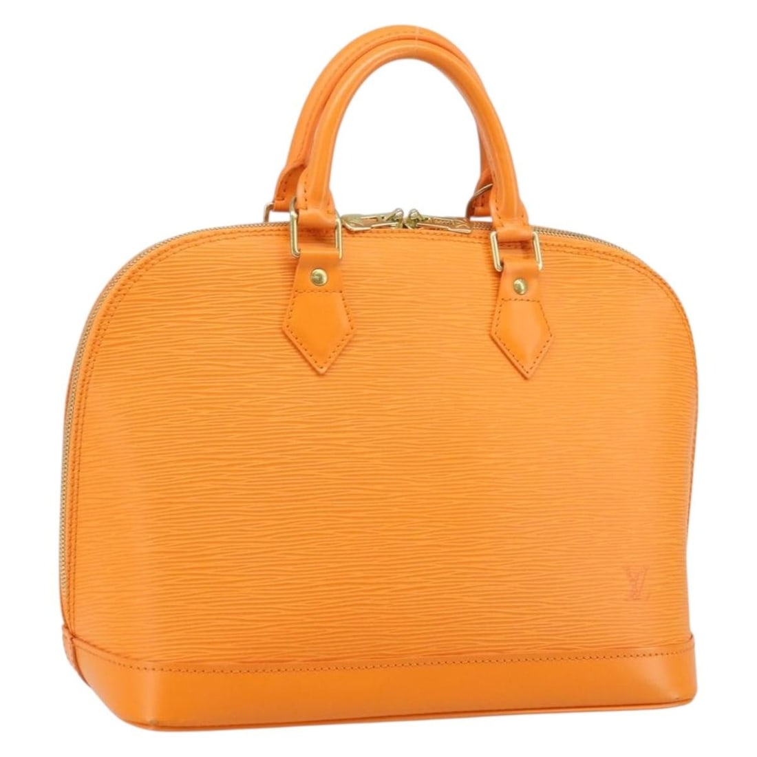 Louis Vuitton Epi Leather Alma Orange Handbag with Dust Bag M5214H: Louis Vuitton Epi Leather Alma Orange Handbag with Dust Bag M5214H This Louis Vuitton Epi Alma Hand Bag in Orange Mandarin features durable Epi leather construction and a structured silhouette. Design