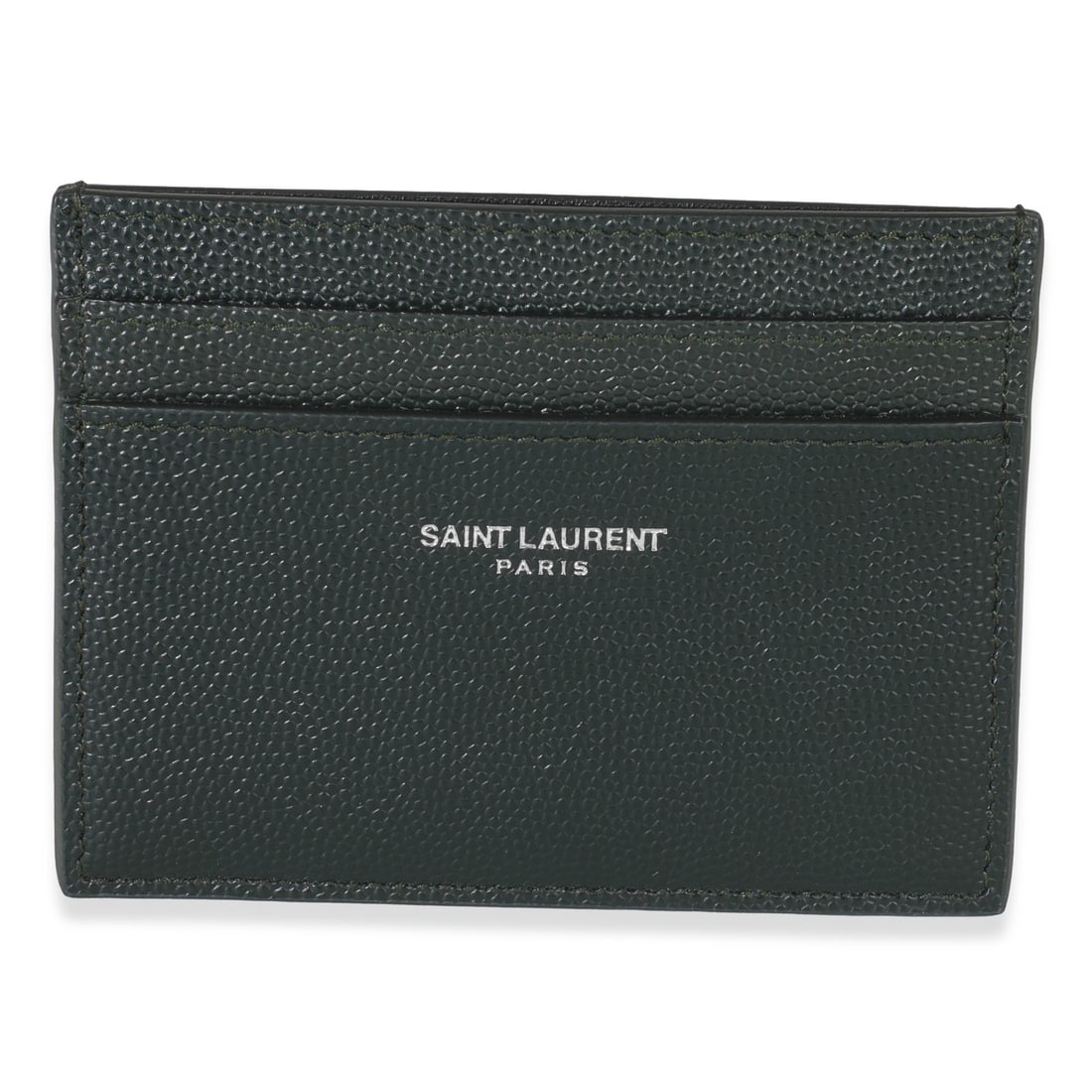 Saint Laurent Leather Credit Card Wallet in Dark Khaki (1 of 5)