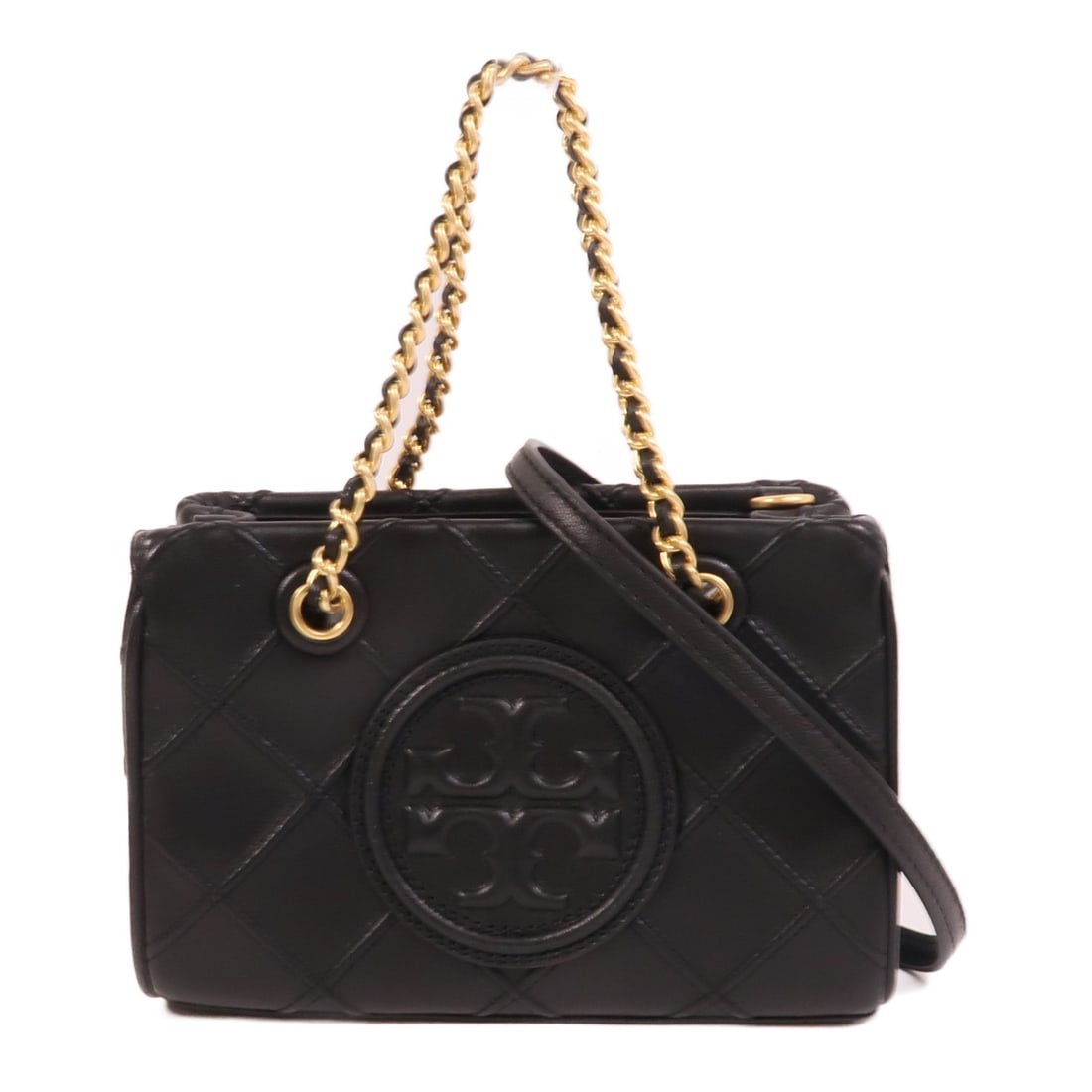 Tory Burch Calfskin Black 2 Way Shoulder Bag GHW: Tory Burch Calfskin Black 2 Way Shoulder Bag GHW This Tory Burch 2-way shoulder bag is crafted from black calfskin leather, offering both style and versatility. The bag features a sleek design suitabl
