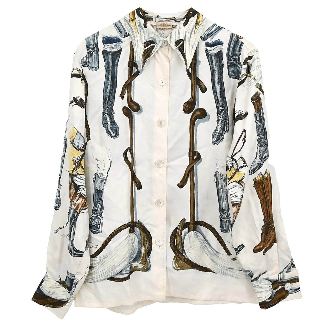 White Silk Blouse by Hermes Size 38 Vintage Women's Long Sleeve: White Silk Blouse by Hermes Size 38 Vintage Women's Long Sleeve This Hermes women's blouse features a classic long sleeve design, crafted from 100% silk in a crisp white color. The blouse is vintage a