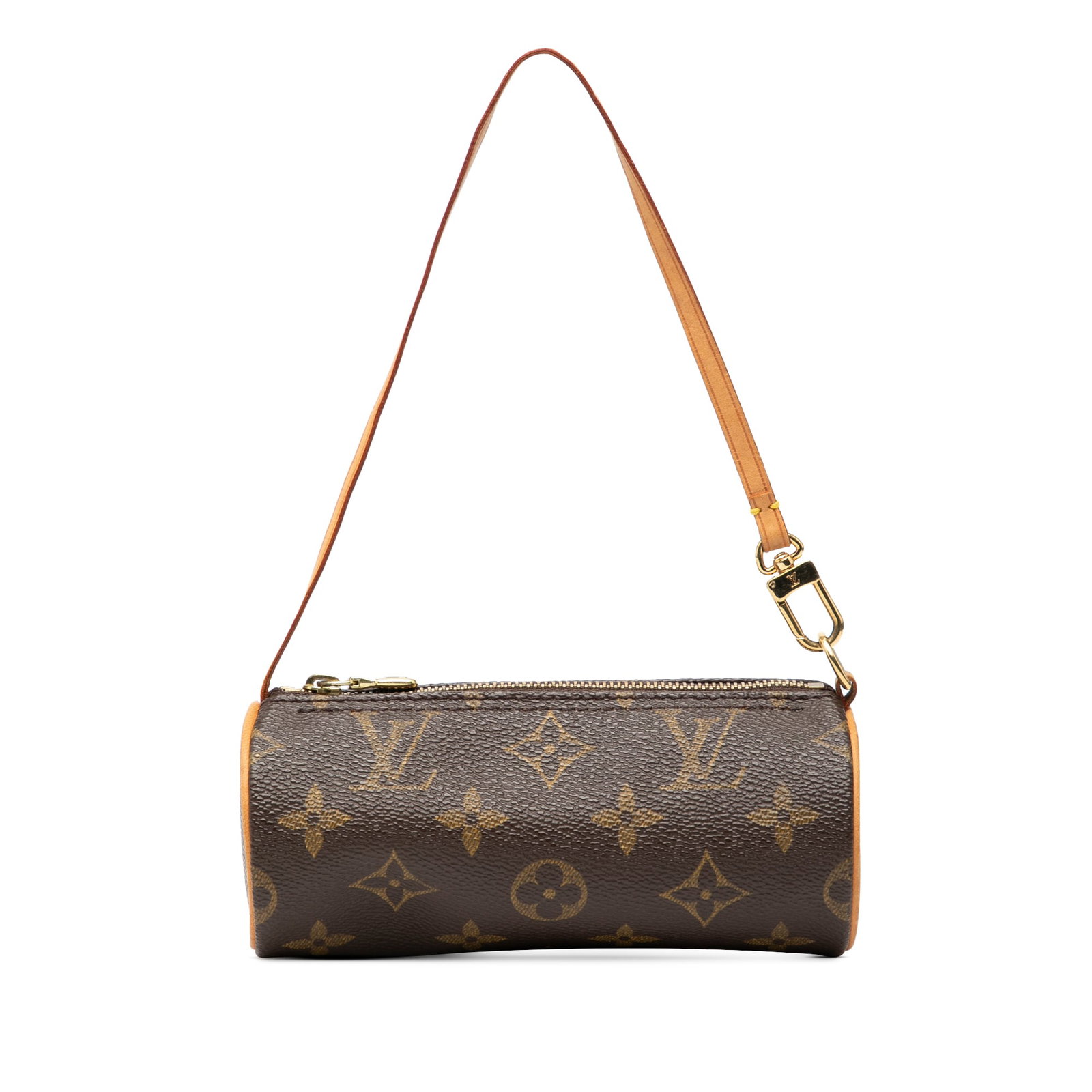 Louis Vuitton Papillon Monogram Canvas Bag with Detachable Strap: Louis Vuitton Papillon Monogram Canvas Bag with Detachable Strap The Louis Vuitton Monogram Papillon Pochette features a monogram canvas body with a detachable flat leather strap and a top zip closure
