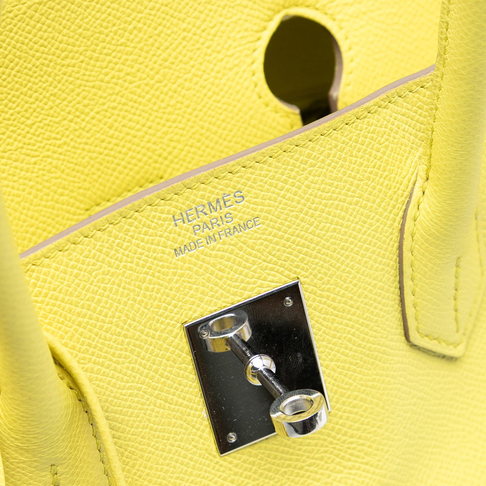 Hermes Birkin 35 Epsom Leather Lime Yellow Top Handle Bag France - 5