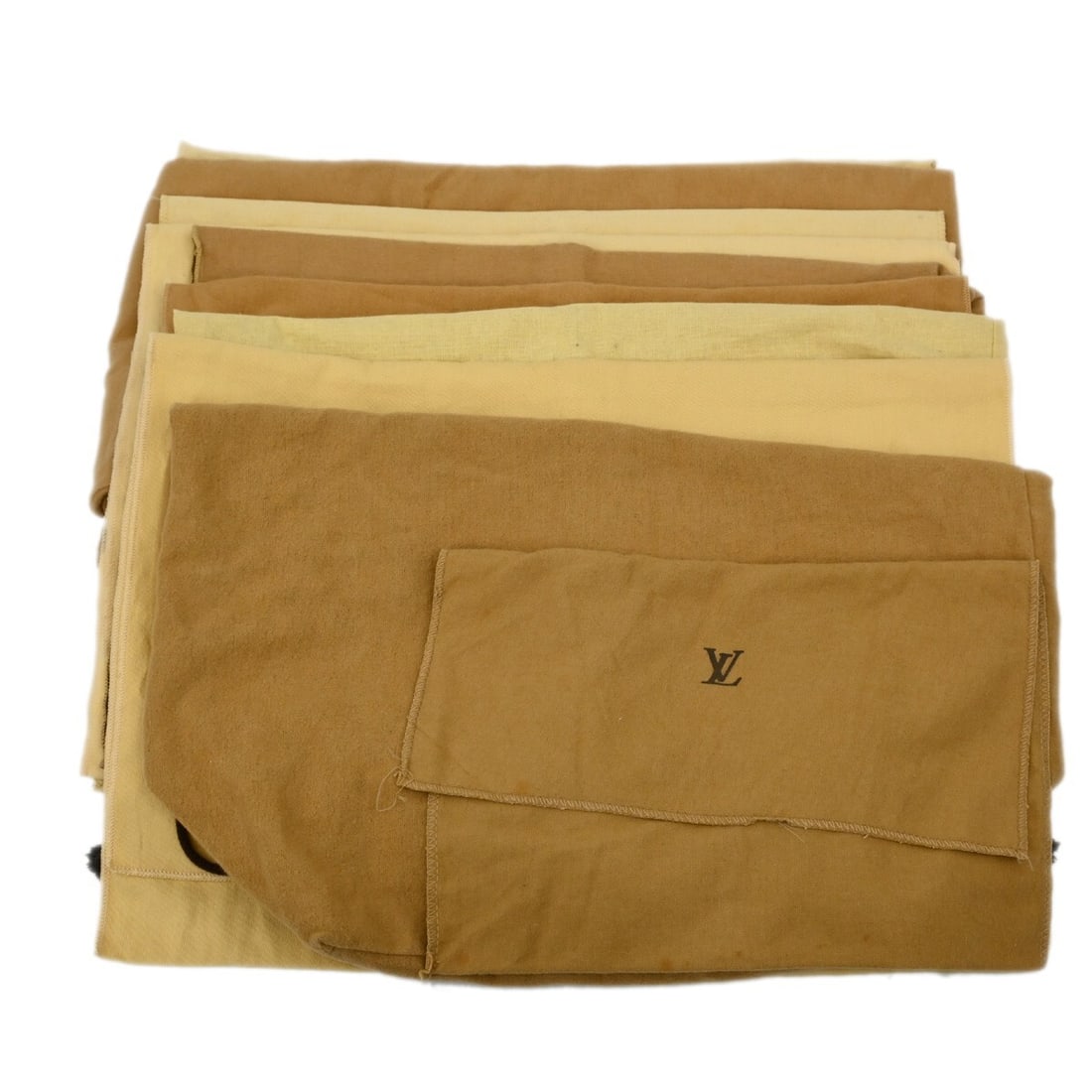 Authentic Louis Vuitton 10 Piece Dust Bag Set 100% Cotton Brown Beige: Authentic Louis Vuitton 10 Piece Dust Bag Set 100% Cotton Brown Beige This set of ten authentic Louis Vuitton dust bags is ideal for protecting your luxury items. Crafted from 100% cotton, these bags 
