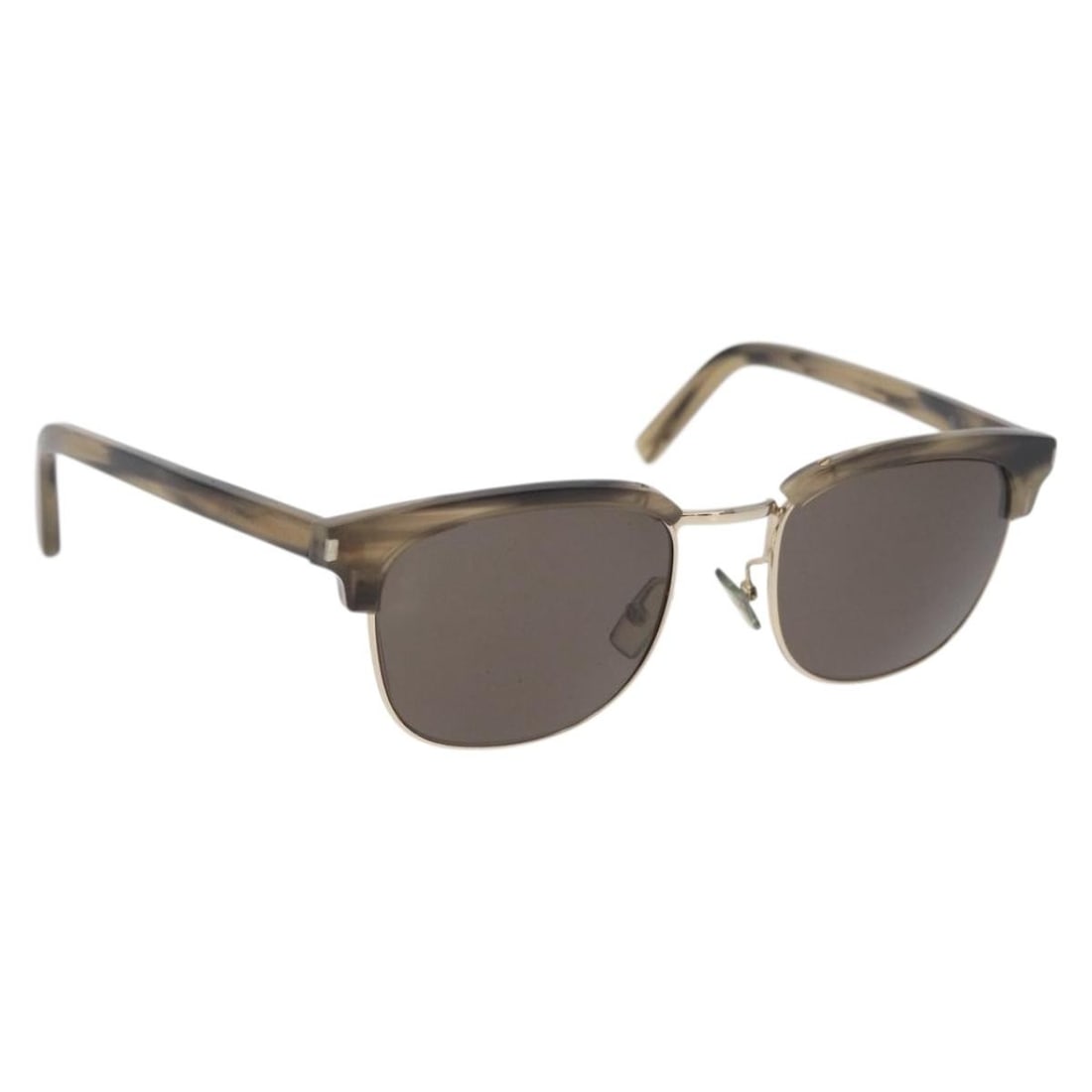 Saint Laurent SL5 Beige Plastic Sunglasses with Case: Saint Laurent SL5 Beige Plastic Sunglasses with Case These SAINT LAURENT SL5 sunglasses feature a beige plastic frame, offering a stylish and modern look. Designed for women, they are crafted in Italy