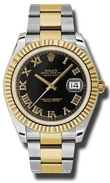Rolex 116333 Datejust II Black Roman Dial Oyster Bracelet 2012 with Card: Rolex 116333 Datejust II Black Roman Dial Oyster Bracelet 2012 with Card This Rolex Datejust II features a black Roman numeral dial and a fluted bezel, paired with an Oyster bracelet. The watch is a m