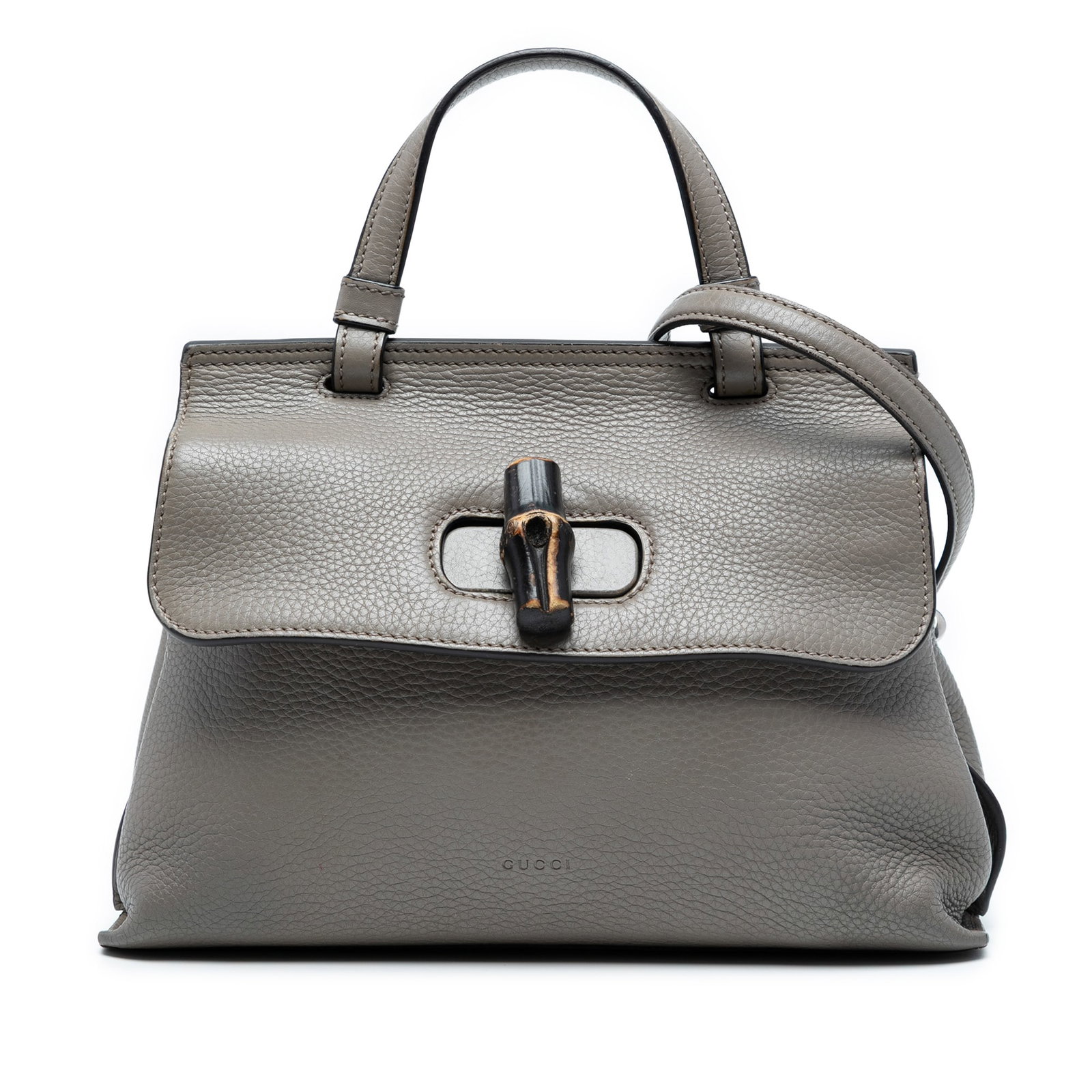 Gucci Small Leather Bamboo Daily Satchel Gray Italy: Gucci Small Leather Bamboo Daily Satchel Gray Italy Elevate your collection with the Gucci Small Leather Bamboo Daily Satchel, a chic and versatile bag crafted from high-quality leather. This stylish 