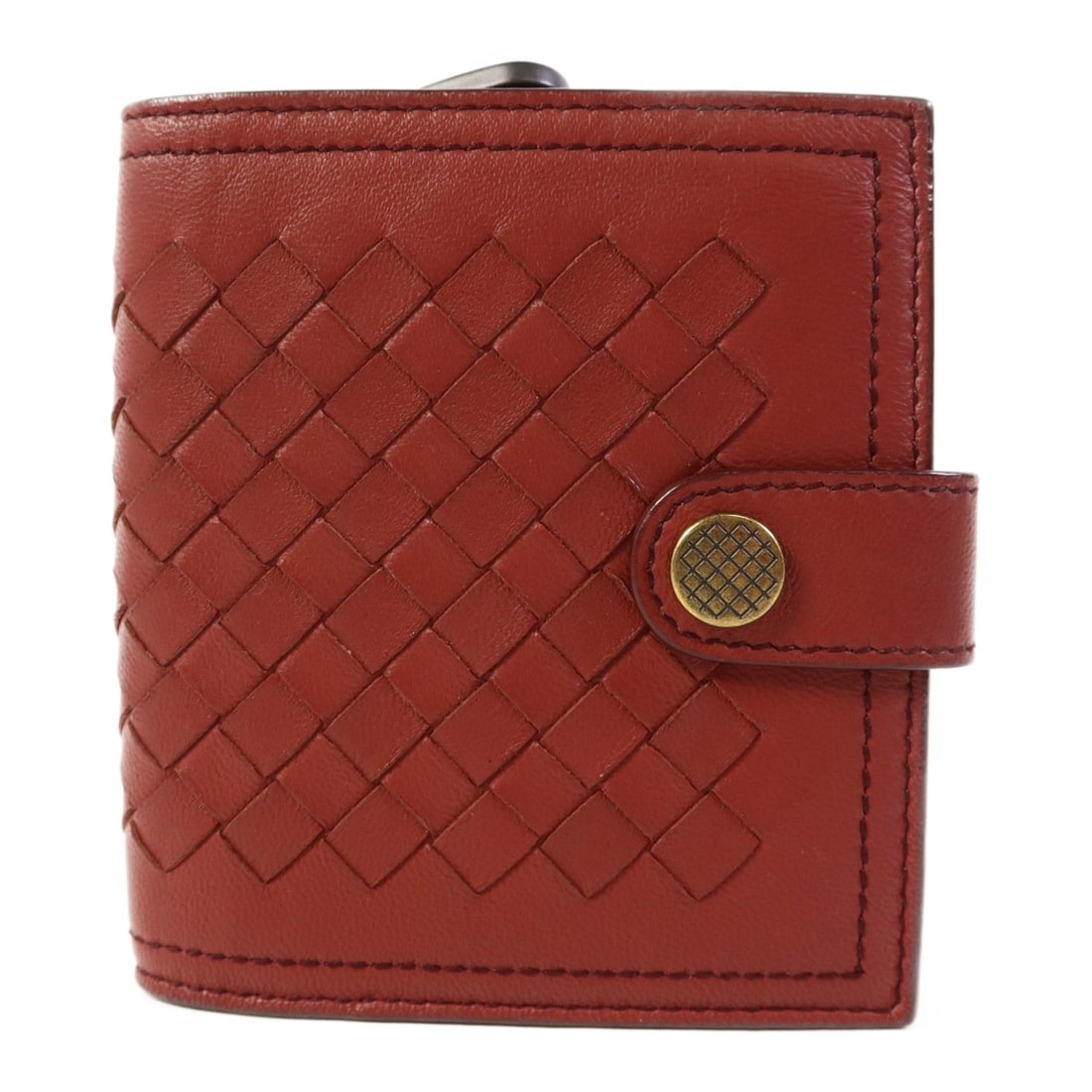 BOTTEGA VENETA Bi-fold Wallet Red Calfskin Leather Made in Italy: BOTTEGA VENETA Bi-fold Wallet Red Calfskin Leather Made in Italy This exquisite Bottega Veneta bi-fold wallet is crafted from premium calfskin leather, boasting a vibrant red hue. Designed for the dis