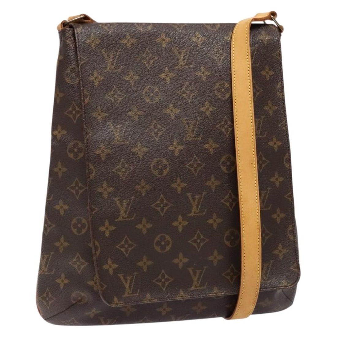 Monogram Canvas Musette Salsa Bag by Louis Vuitton: Monogram Canvas Musette Salsa Bag by Louis Vuitton The Louis Vuitton Musette Salsa Handbag in monogram canvas features a classic brown color and is designed for women. This handbag shows signs of use,