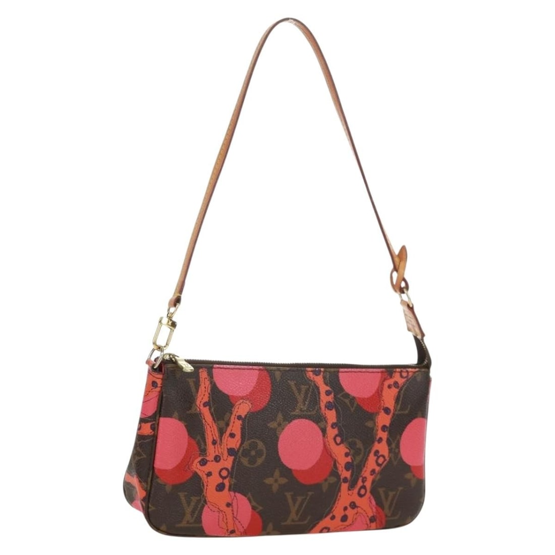 Louis Vuitton Monogram La Mage Canvas Pouch Red M41604 Spain: Louis Vuitton Monogram La Mage Canvas Pouch Red M41604 Spain This Louis Vuitton Monogram La Mage Pochette Accessoires features a classic monogram canvas with red and pink accents. Designed as a versat