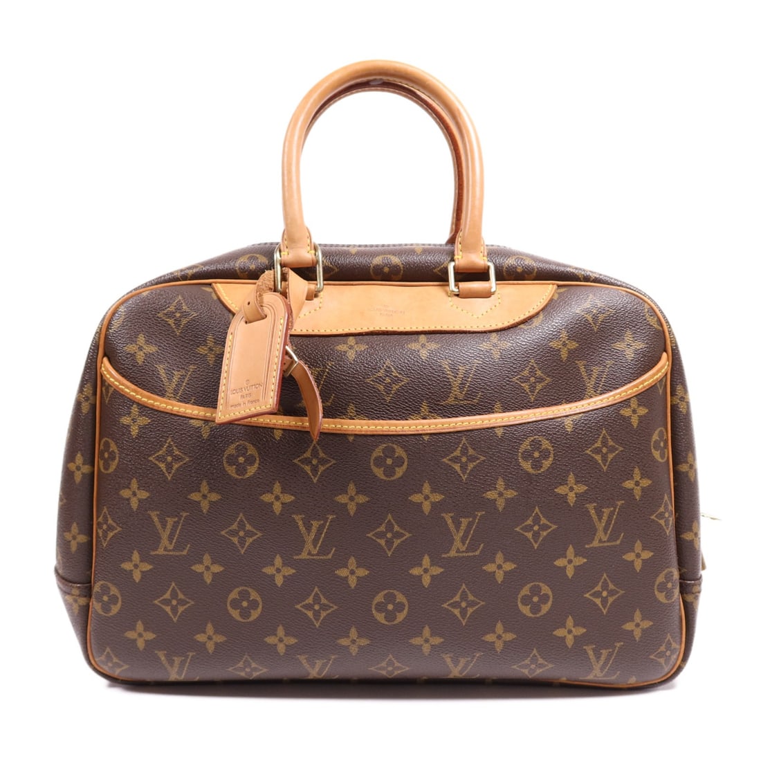 LOUIS VUITTON Deauville Handbag M47270 Monogram Brown GHW: LOUIS VUITTON Deauville Handbag M47270 Monogram Brown GHW This Louis Vuitton Deauville Handbag (M47270) combines luxury and practicality with its classic monogram design. Made from durable PVC coated 