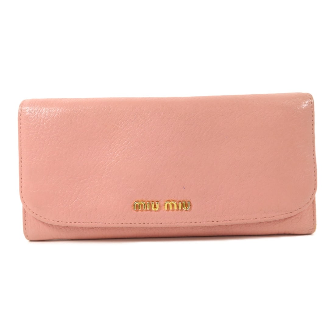 Miu Miu Pink Calfskin Bifold Wallet GHW: Miu Miu Pink Calfskin Bifold Wallet GHW This Miu Miu long wallet is crafted from pink calfskin leather and features a bifold design. Designed for women, it offers a stylish and practical accessory for