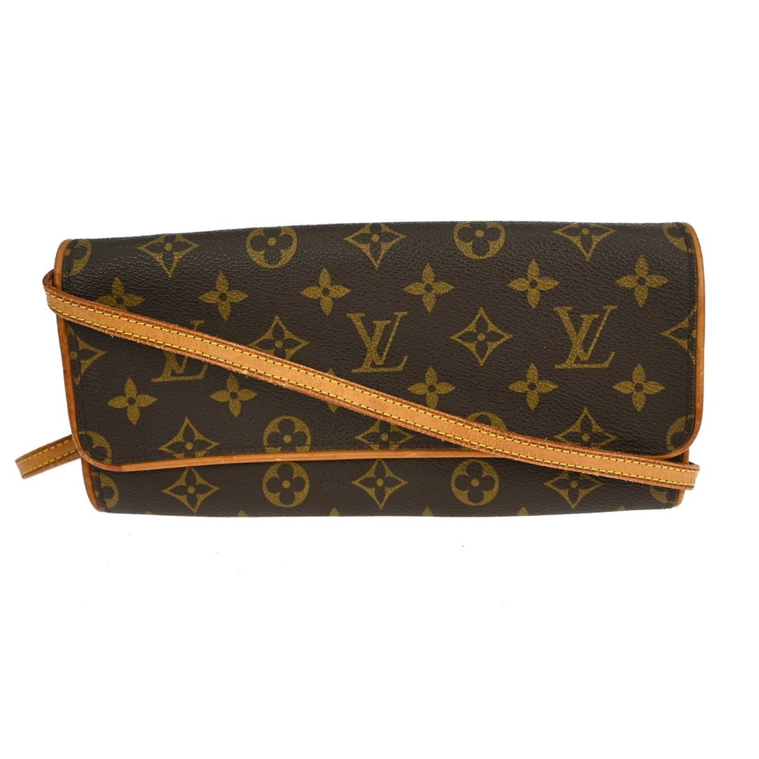 Monogram Canvas Twin Bag by Louis Vuitton Brown Spain: Monogram Canvas Twin Bag by Louis Vuitton Brown Spain This Louis Vuitton Twin Handbag features the iconic monogram canvas in brown, designed for women. Crafted in Spain, the bag shows signs of use, in