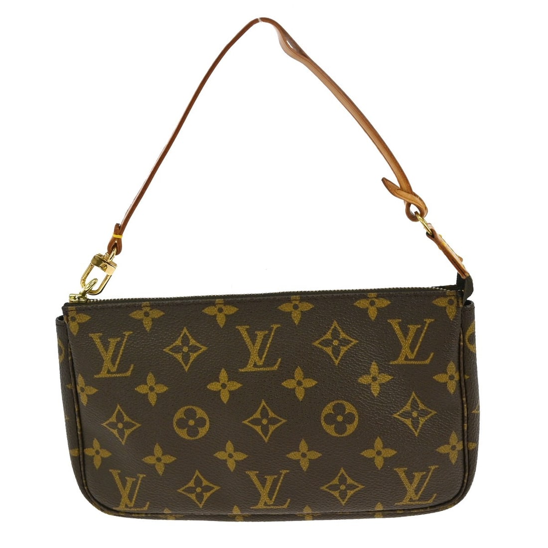Louis Vuitton Pochette Accessoires Monogram Small Canvas Top Handle Bag M51980: Louis Vuitton Pochette Accessoires Monogram Small Canvas Top Handle Bag M51980 This Louis Vuitton Pochette Accessoires handbag features the iconic Monogram canvas leather exterior in brown, complement