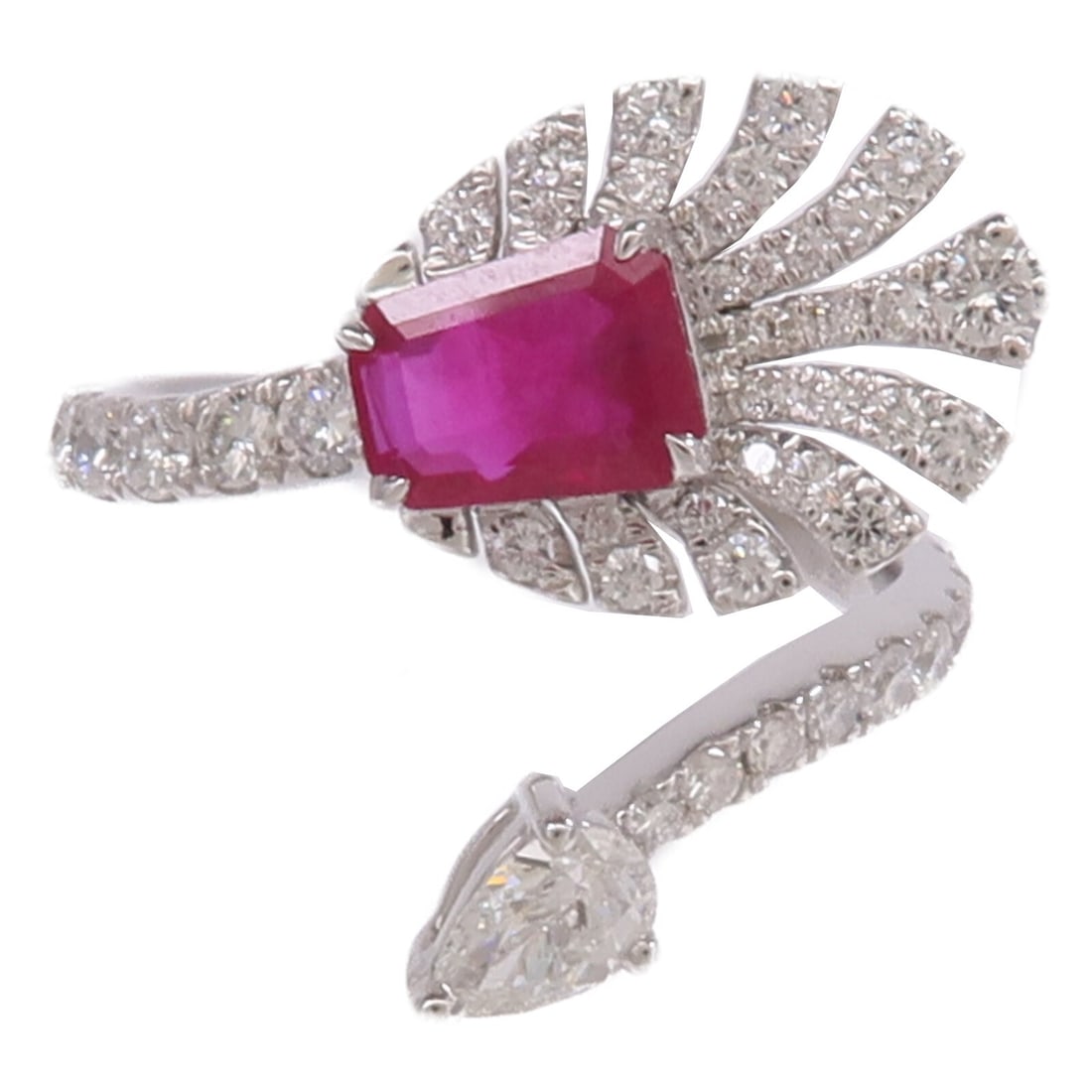 Pt950 Platinum Ruby Diamond Ring US 6.5 - 2