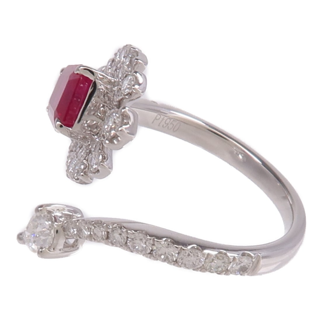 Pt950 Platinum Ruby Diamond Ring US 6.5 - 3