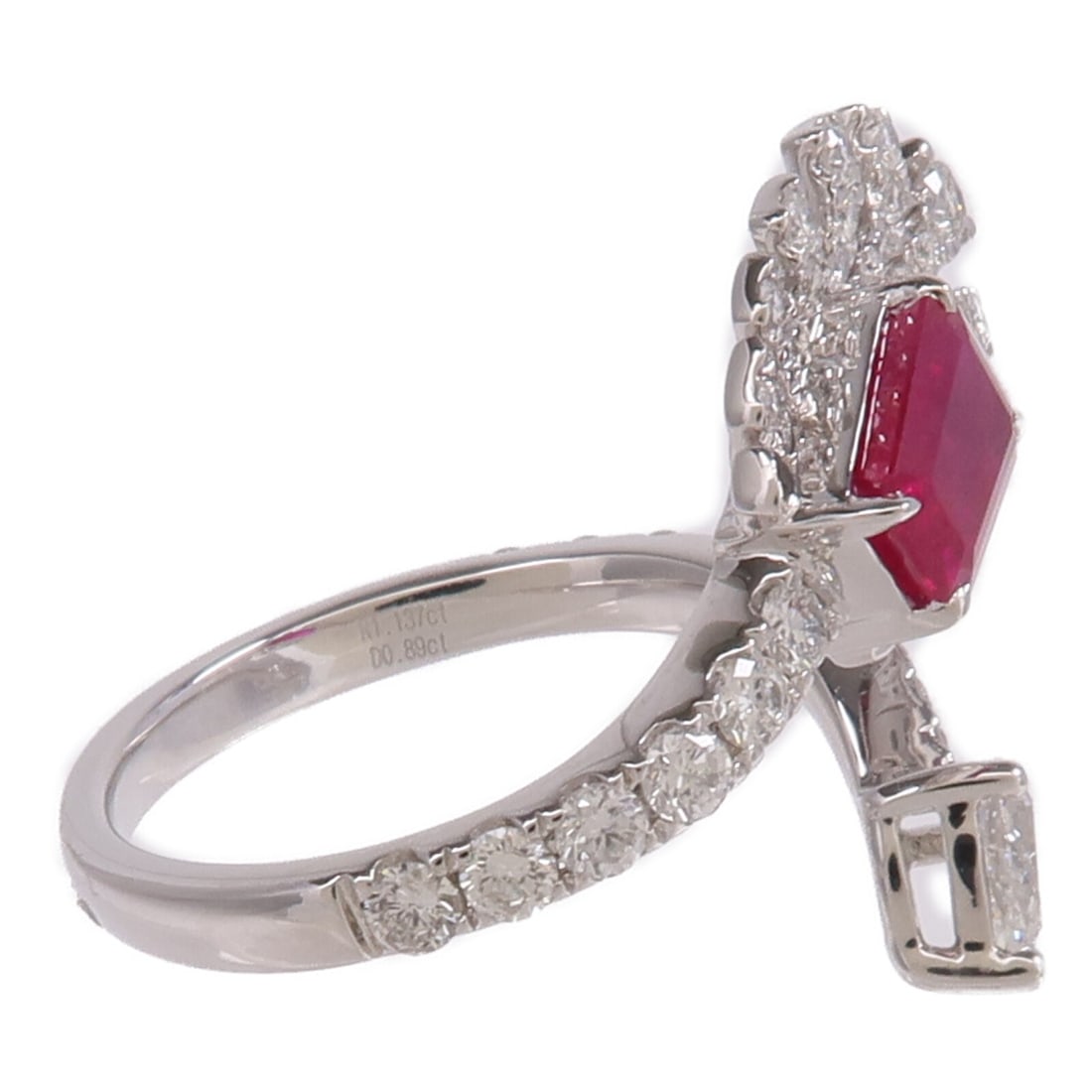 Pt950 Platinum Ruby Diamond Ring US 6.5 - 4