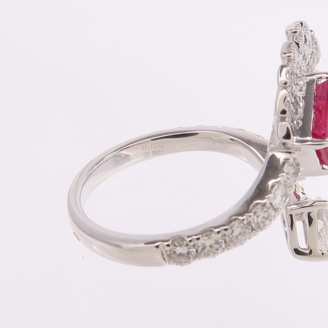 Pt950 Platinum Ruby Diamond Ring US 6.5 - 5