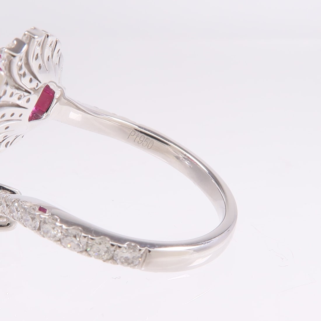 Pt950 Platinum Ruby Diamond Ring US 6.5 - 6