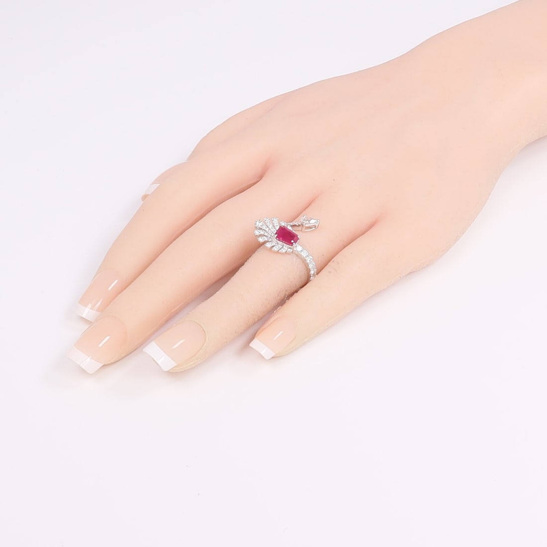 Pt950 Platinum Ruby Diamond Ring US 6.5 - 8