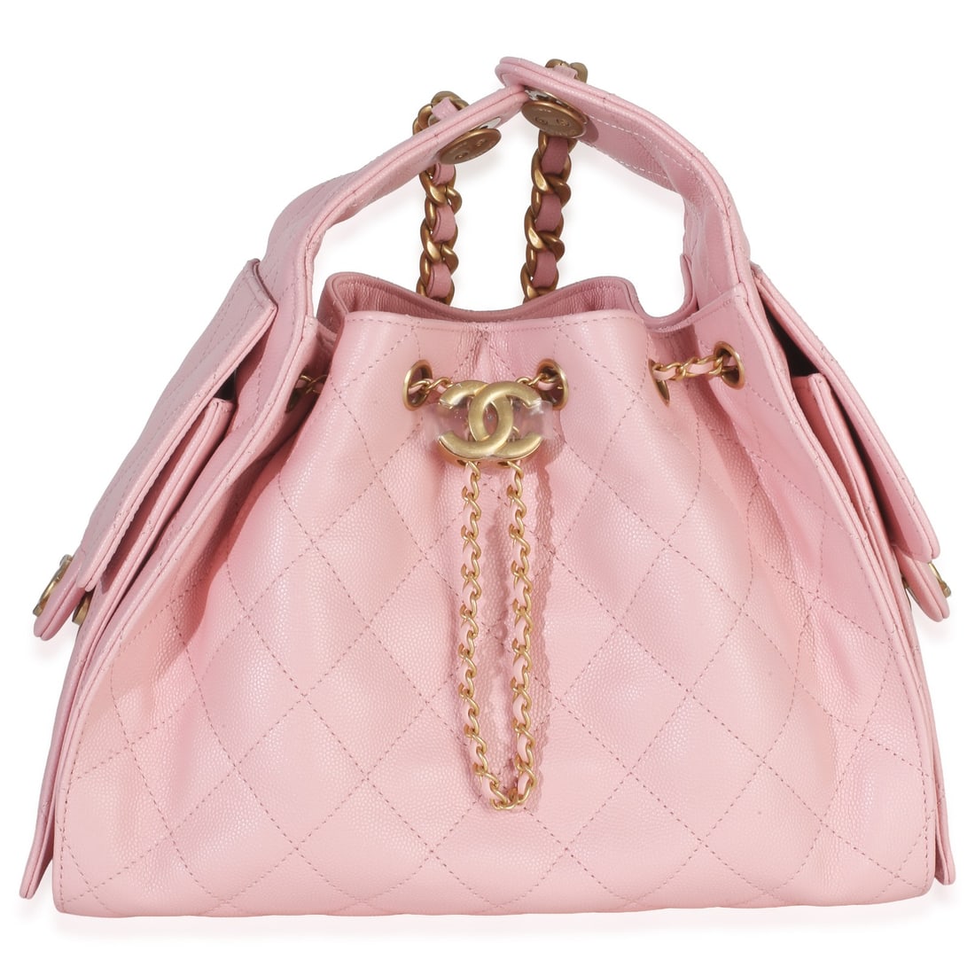 Chanel 25B Pink Caviar Quilted Small Hobo Shoulder Bag with Accessories: Chanel 25B Pink Caviar Quilted Small Hobo Shoulder Bag with Accessories This Chanel 25B Pink Quilted Caviar Small Hobo Handbag features a luxurious pink quilted leather exterior and a drawstring closu
