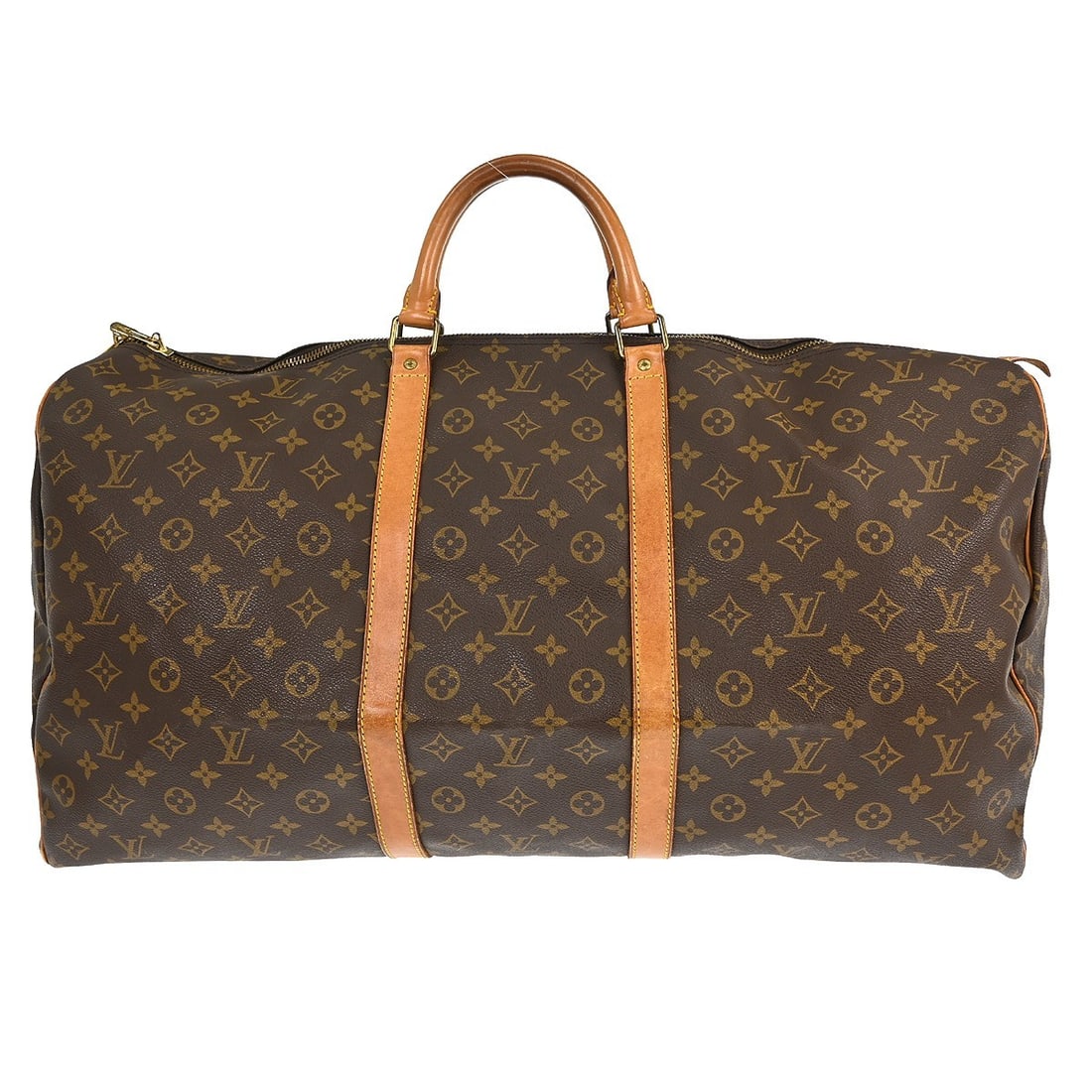 Louis Vuitton Keepall 60 Monogram Canvas Extra Large Travel Duffle Bag: Louis Vuitton Keepall 60 Monogram Canvas Extra Large Travel Duffle Bag This Louis Vuitton Keepall 60 is an extra-large vintage travel duffle bag crafted from the brand's signature monogram canvas leat