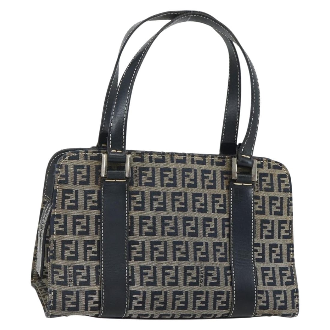 Vintage Fendi Zucchino Canvas Satchel Navy 24cm Handbag (1 of 18)