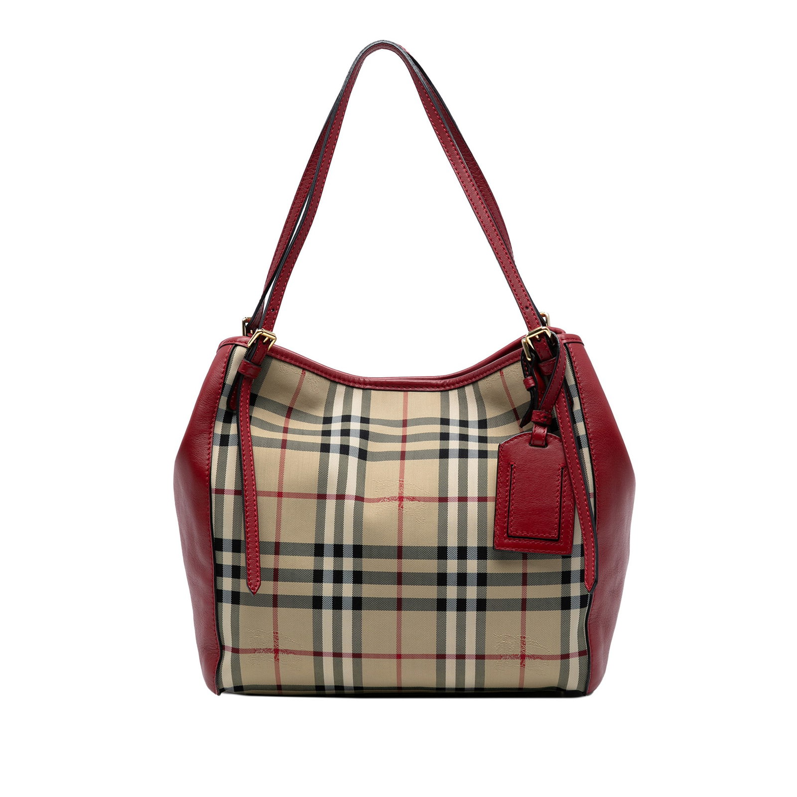 Burberry Small Haymarket Check Leather Canterbury Tote Bag: Burberry Small Haymarket Check Leather Canterbury Tote Bag Introducing the Burberry Small Haymarket Check Canvas and Leather Canterbury Tote, a stylish and functional accessory crafted from haymarket 