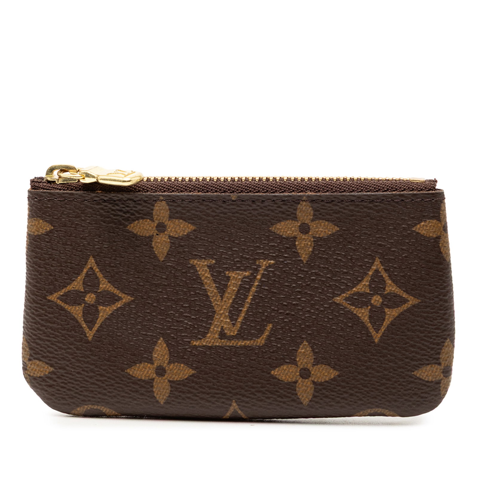 Louis Vuitton Brown Monogram Canvas Zip Key Holder with Chain: Louis Vuitton Brown Monogram Canvas Zip Key Holder with Chain This Louis Vuitton Monogram Key Pouch features a classic monogram canvas body with a top zip closure and a chain hook attachment. The pouc