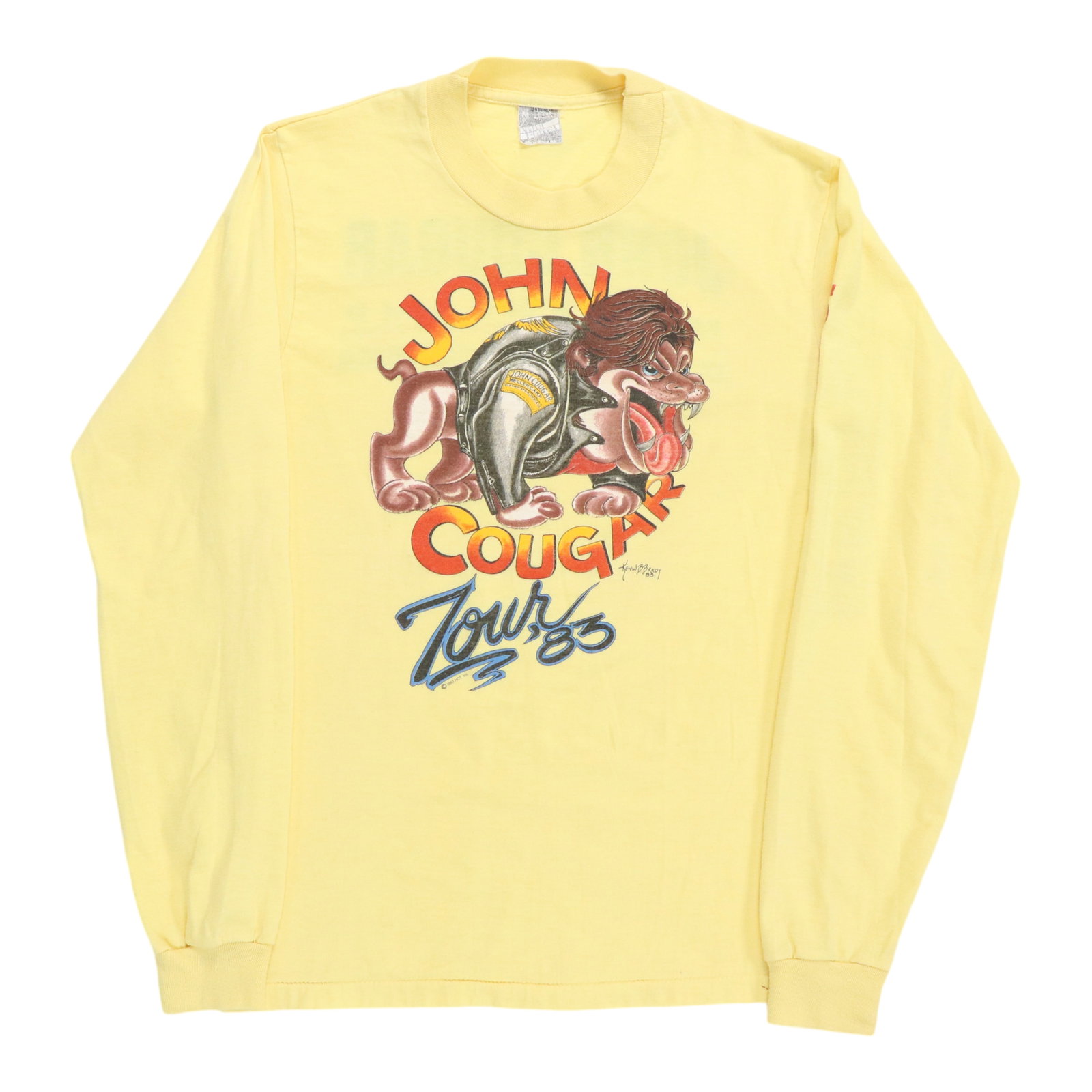 Vintage 1983 John Cougar Mellencamp Concert Yellow Long Sleeve Shirt (1 of 6)