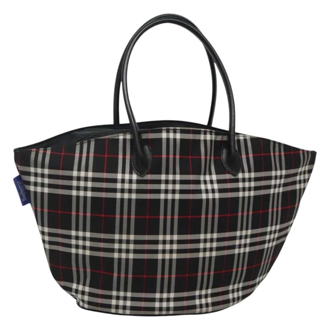 Burberrys Nova Check Black Nylon Women's Handbag with Silver Accents: Burberrys Nova Check Black Nylon Women's Handbag with Silver Accents This Burberrys Nova Check handbag is crafted from black nylon with silver-tone accents, designed for women. The bag features a spac