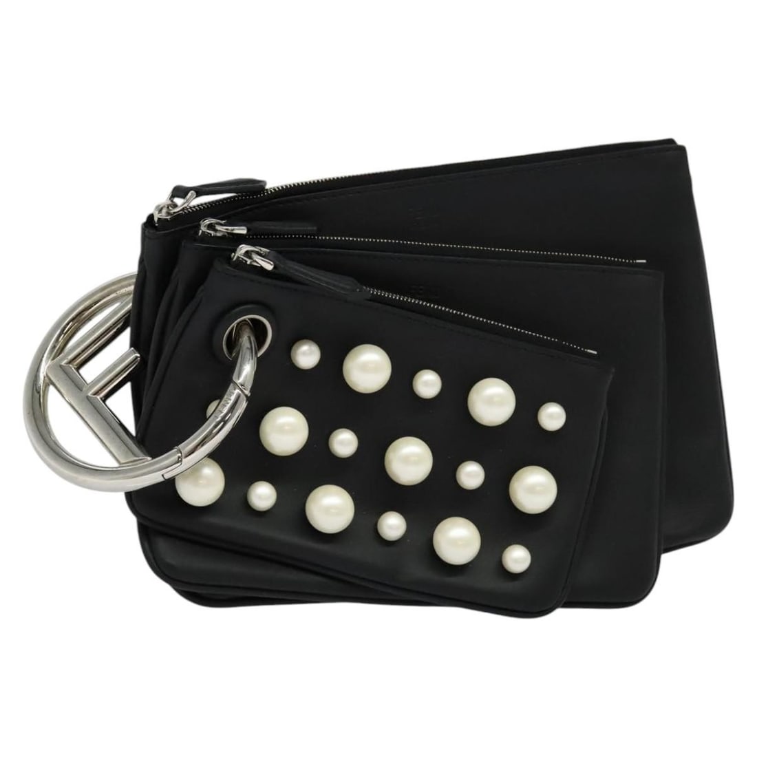 Fendi Black Leather Triplet Clutch Bag for Women (1 of 18)