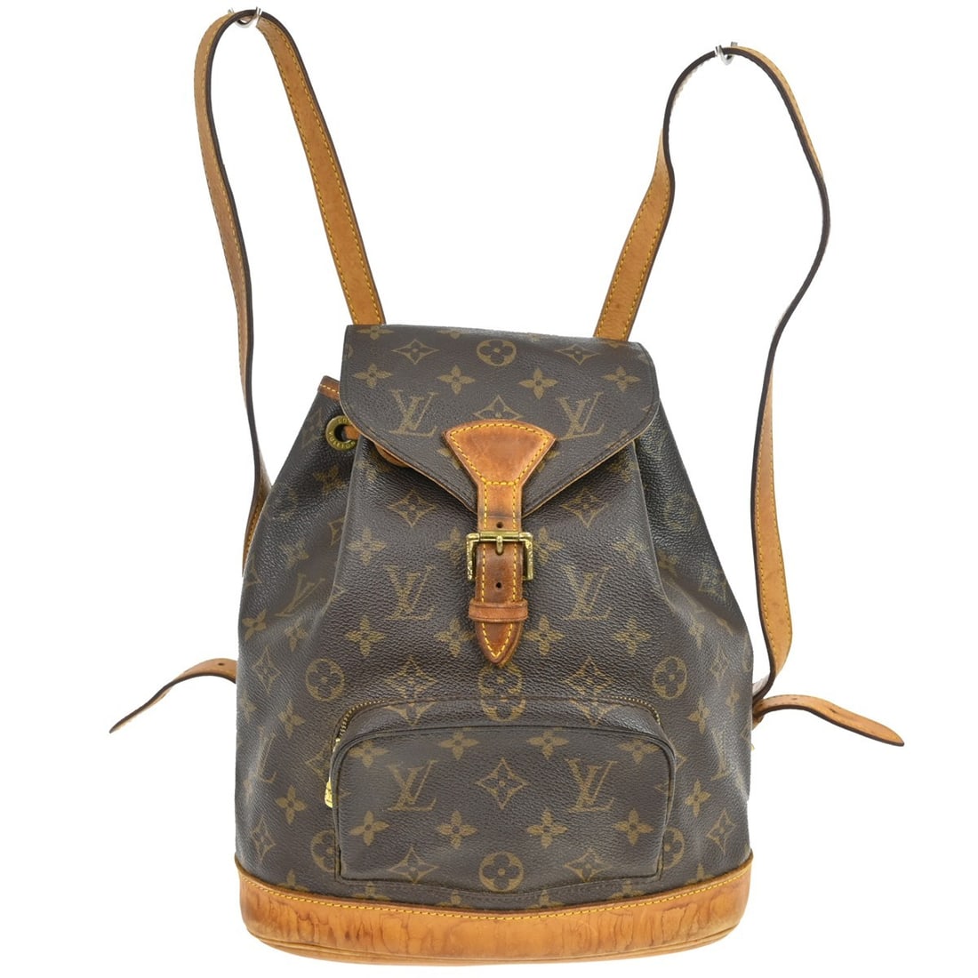 Louis Vuitton Montsouris MM Monogram Canvas Medium Vintage Backpack: Louis Vuitton Montsouris MM Monogram Canvas Medium Vintage Backpack This Louis Vuitton Montsouris MM backpack features the iconic monogram canvas with leather trim and a flap buckle with drawstring cl