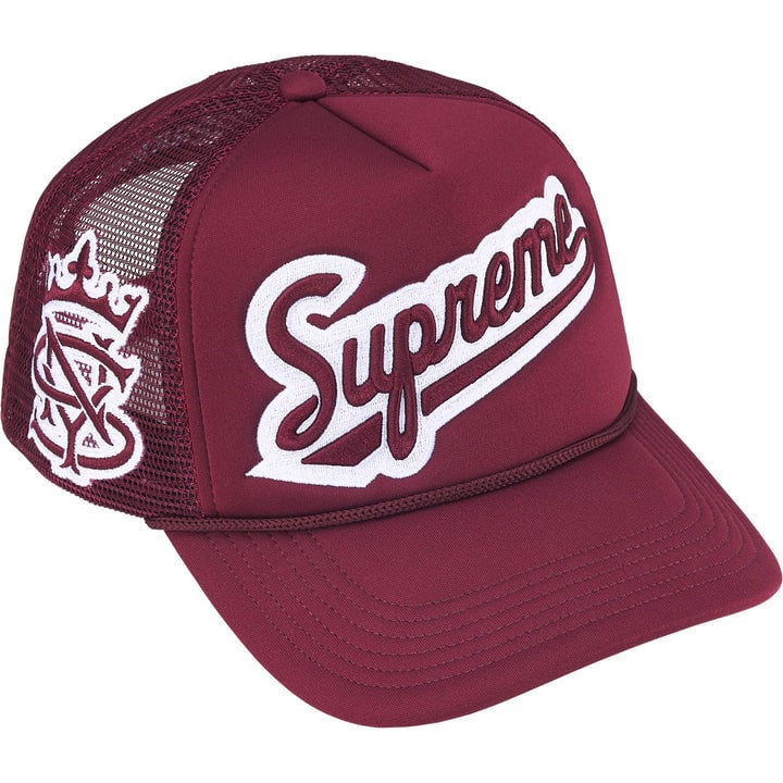 Cardinal Red Supreme University Trucker Cap with Mesh Back and Embroidered Logo: Cardinal Red Supreme University Trucker Cap with Mesh Back and Embroidered Logo This Supreme University Mesh Back 5-Panel Trucker Hat features a structured front panel with embroidered University bran