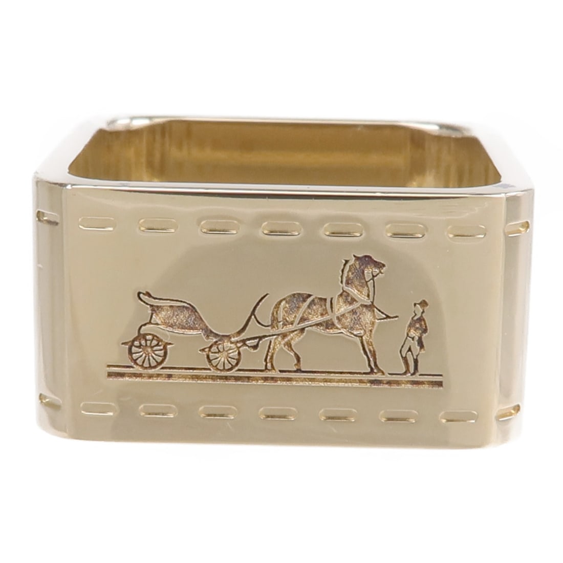 Gold Tone Scarf Ring for Women by Hermes France: Gold Tone Scarf Ring for Women by Hermes France This Hermes scarf ring features a gold-tone finish and is designed for women. Crafted in France, it does not include any stones and is suitable for regu