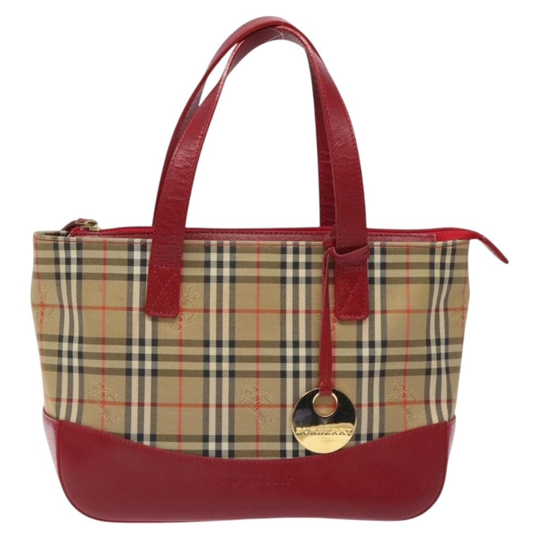 Beige Canvas and Leather Nova Check Shoulder Bag by Burberry: Beige Canvas and Leather Nova Check Shoulder Bag by Burberry This Burberry Nova Check Handbag features the classic beige Nova Check canvas complemented by leather accents. Designed for women, it has a