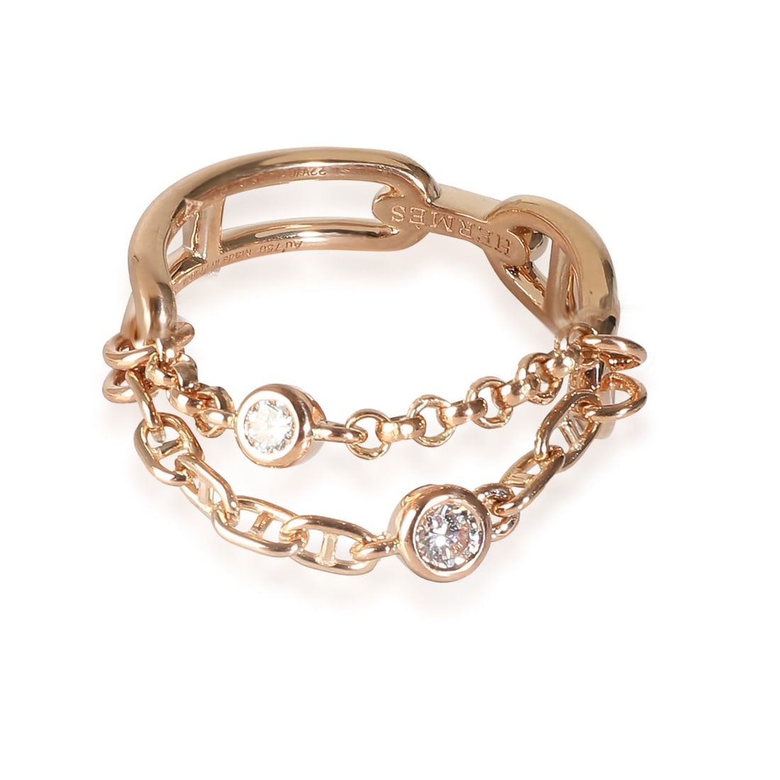 Chaine d'ancre 18K Rose Gold Women's Ring by Hermes with Box: Chaine d'ancre 18K Rose Gold Women's Ring by Hermes with Box This Hermes Chaine d'ancre ring is crafted from 18K rose gold and features a sleek, stone-free design. Presented in its original box, this 